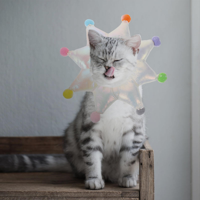 White fabric neck brace for cats, prevents licking during recovery after surgery and protects wounds.