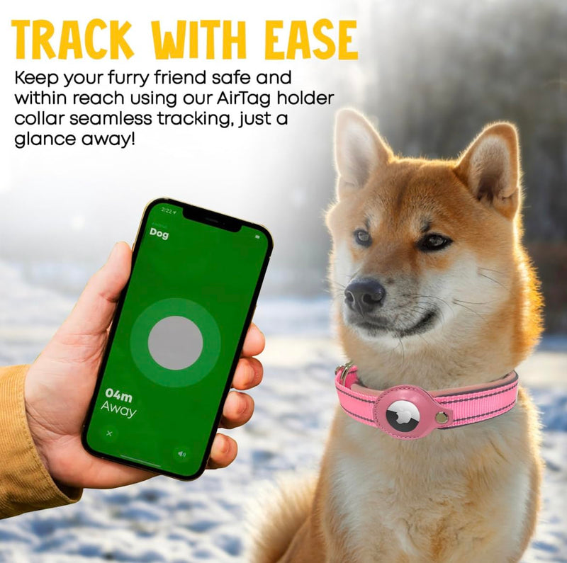 Essential Pet Supplies: Pet Collar for Small Dogs with Reflective AirTag Holder and Secure,Comfortable Padding Bundled with Safe Dog Nail Clippers and Self-Cleaning Dog Brush PINK - PawsPlanet Australia