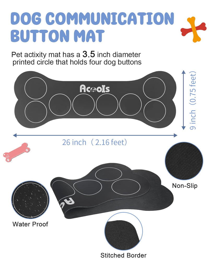 Dog Buttons for Communication, 8 Pcs Dog Talking Button Set, 30s Recordable Voice Pet Buzzer Training Buttons, Speaking Button for Dogs with Waterproof Anti-Slip Dog Button Mat and 48 Scene Stickers A-8 Pack - PawsPlanet Australia