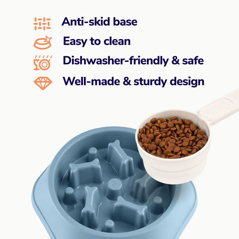 Slow Feeder Dog Bowls for Fast Eaters - For Small, Medium Sized Dogs - Dog Puzzle Maze Helps Slow Down Eating - Adult, Puppy Food Bowl for Bloat Stop - Non-Slip Dog Slow Feeder Bowl (Blue) Blue - PawsPlanet Australia