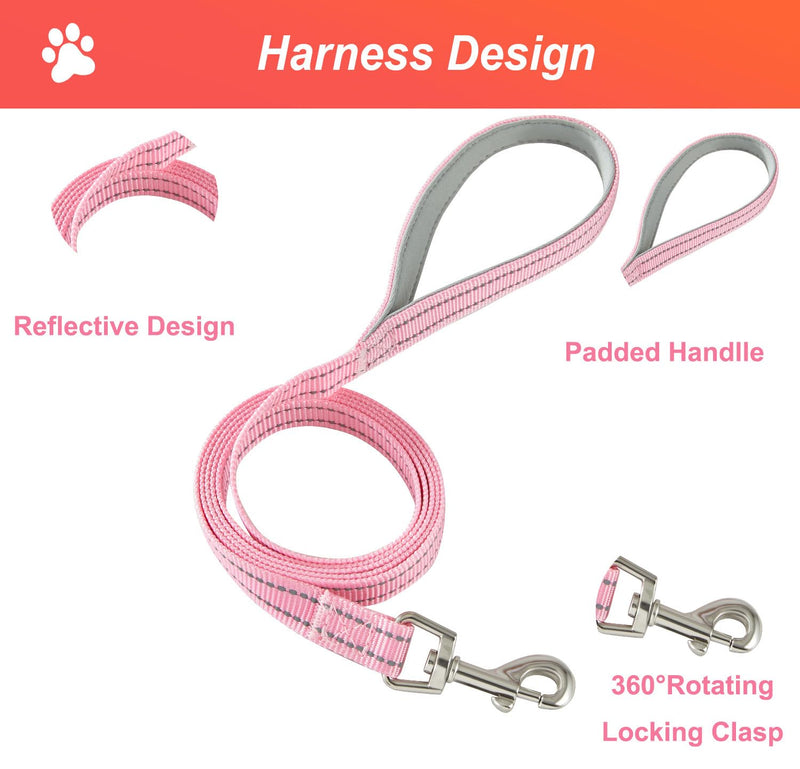Hipubby Dog Harness Small Sized and Leash Set, No Pull Soft Mesh Puppy Vest, Reflective Breathable Lightweight Pet Harness, Harness for Small Medium Dogs and Cats - Light Pink XS XS (Chest: 12.5"-14") - PawsPlanet Australia