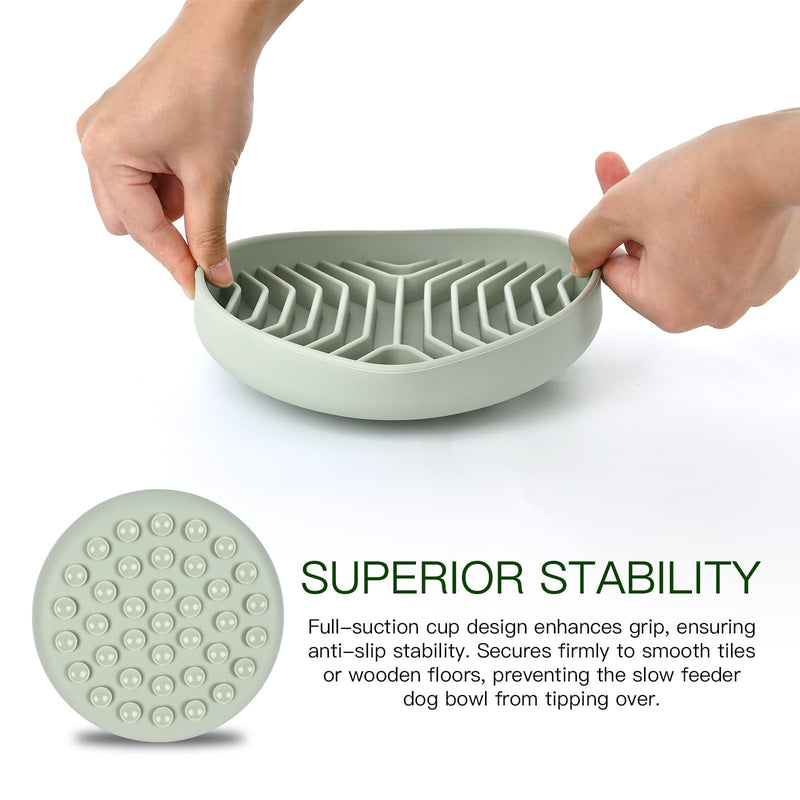 Slow Feeder Dog Bowls, Puzzle Silicone Dog Feeding Bowls with Suction Cups, Anti-Choking, Non-Slip Design, Reduces Boredom, Anxiety, ideal for Medium to Small Dogs & Cats - XAQMHSW Green - PawsPlanet Australia