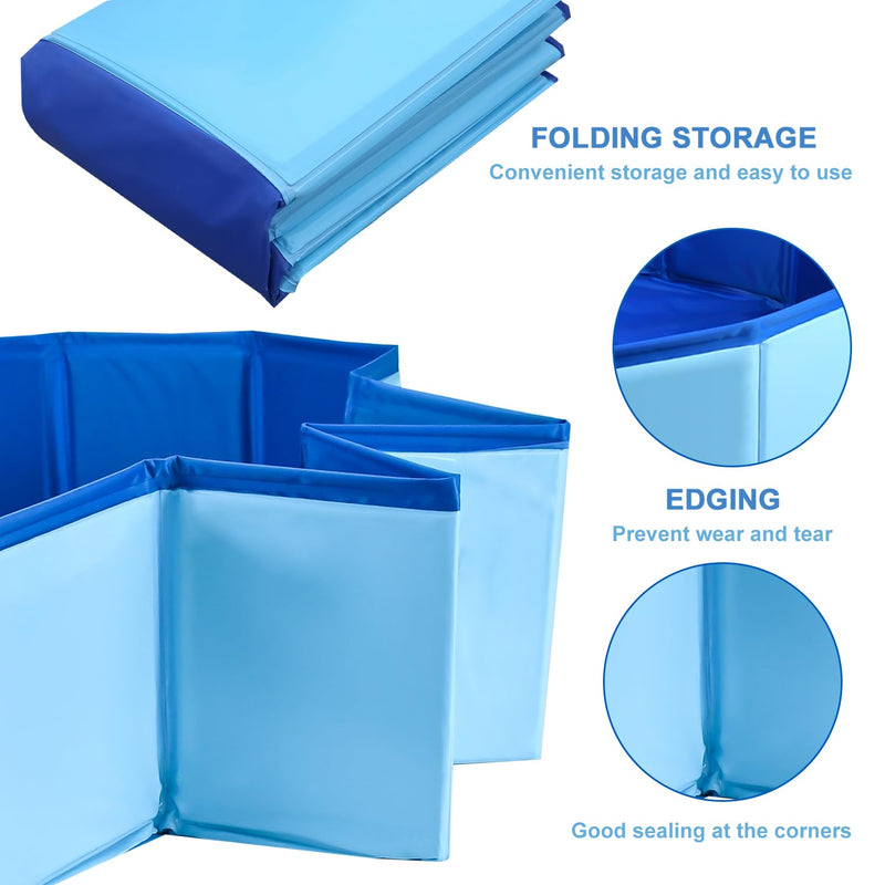 32 x 8 Inch Foldable Dog Pool, Pet Swimming Pool, Portable Dog Pool, PVC Collapsible Pet Pool for Indoor and Outdoor Cat and Dog Shower Bathtub (Blue, 32 x 8in) Blue, 32×8in - PawsPlanet Australia