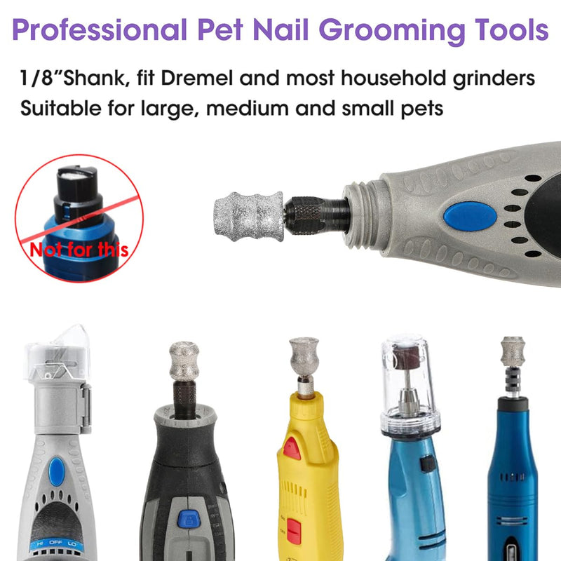 Nail Diamond Bits for Dog Dremel - Dog Nail Grinder Attachment - 1/8" Pet Nail Grinder Wheel Work with Dremel Sanding Drums for Dogs&Pet Nail Grooming - PawsPlanet Australia
