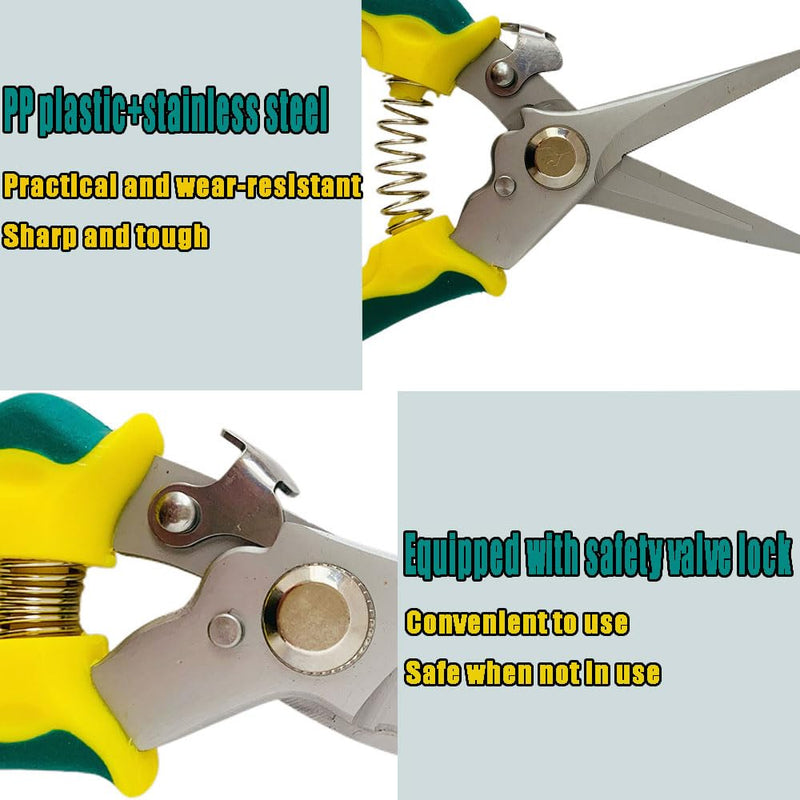 Garden Scissors Pruning Shears with Spring Loading Device for Trimming Branches Stems Flowers Indoor or Outdoor Gardening Use (Straight Heads,Style 1) Style 1 Straight Heads
