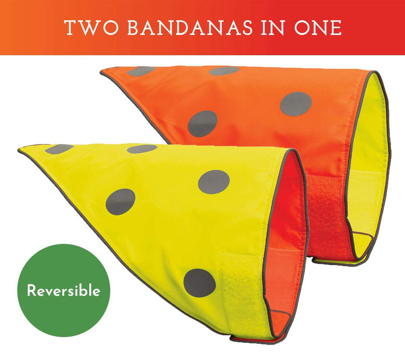 SPOT THE DOG! Reflective Bandana Bib Safety Apparel for All Dogs - Easy Fastening Closure, Reversible High Visibility Fluorescent Orange/Yellow L-XL L-XL (Neck: 17"-29.5") - PawsPlanet Australia