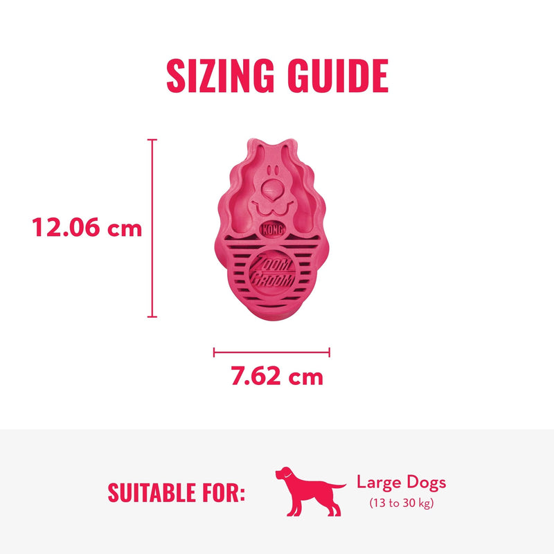 KONG - ZoomGroom Red - Dog Brush for Grooming and Shampooing - For Large Dogs Pink Standard Packaging