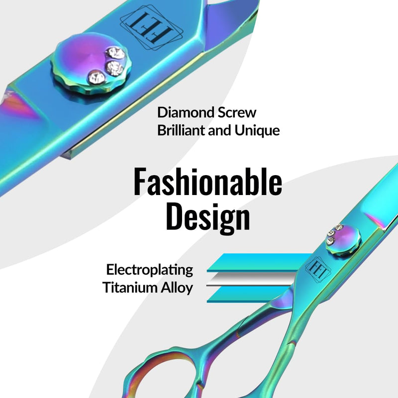 Dog Grooming Scissors: 7" Curved Pet Shears Made Of Japanese 440C for Trimming Dogs Cats and Other Pets Green 7" - PawsPlanet Australia