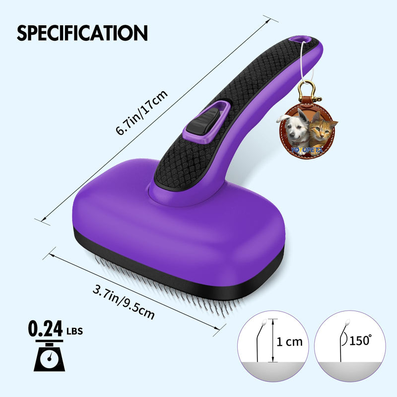 3PC Dog Brush Kit - Self-Cleaning Slicker Brush with Bath Brush & Undercoat Rake | Deshedding Tools for Large - Small Dogs & Cats, Professional Pet Grooming Set for Heavy Shedding, Purple 3 PCS Purple - PawsPlanet Australia