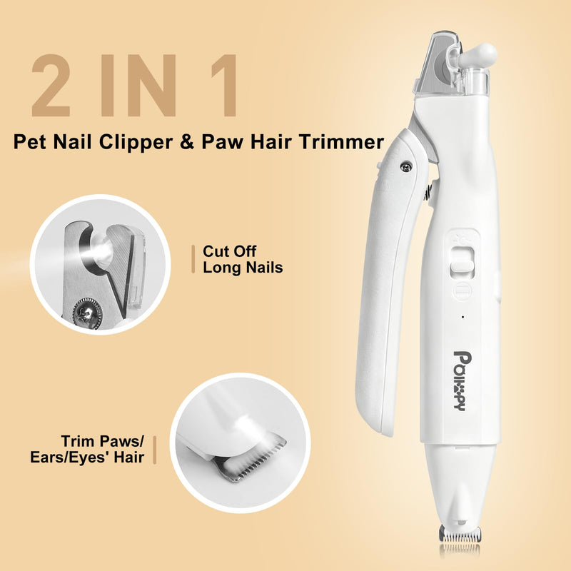 2-in-1 Dog & Cat Paw Hair Trimmer & Nail Clipper with 2 LED Lights, Splash Guard & Safety Lock, Micro Pet Claw Hair Trimmer Shaver for Paws, Ear, Eye, Face, Extra Sharp Rechargeable Grooming Tool - PawsPlanet Australia