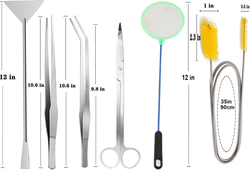 7 in 1 Aquarium Aquascaping Tools Kits,Stainless Steel Aquarium Plant Tools Tweezers Scissors Scrapers for Aquarium Tank Clean Fish Tank Aquascape Tools Sets 7in1 12inch