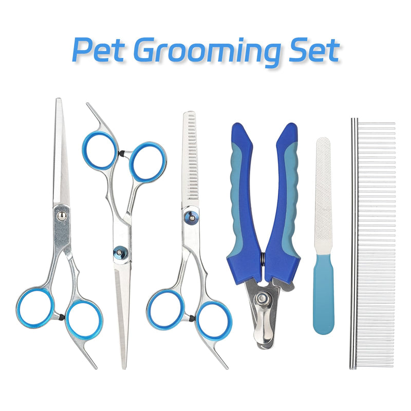 6-piece set of pet grooming scissors and nail clippers - professional dog and cat nail clipper set, equipped with grooming scissors and nail clippers - suitable for pet dogs and cats - PawsPlanet Australia