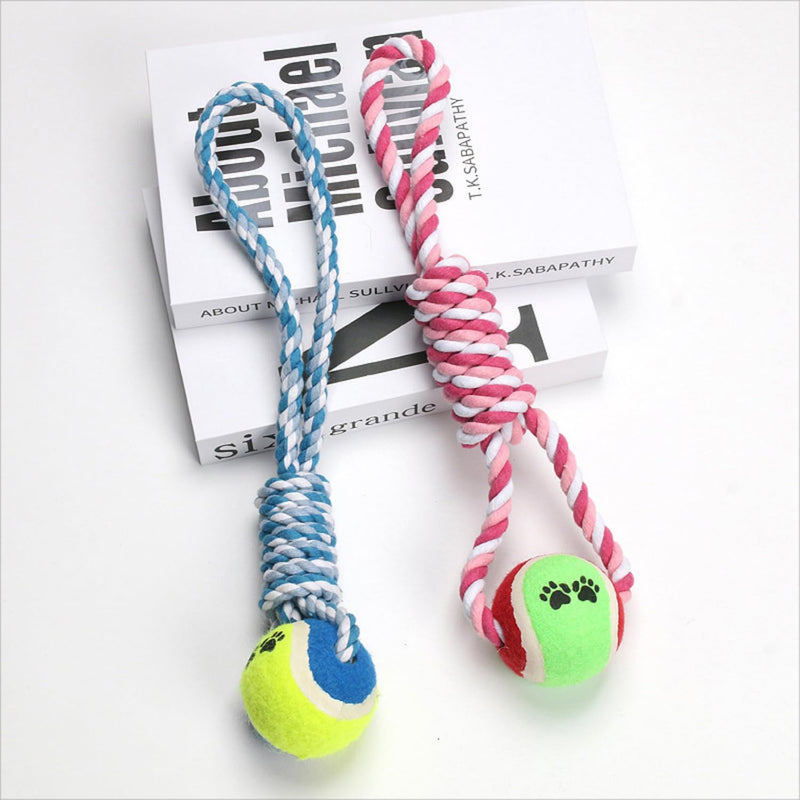 Dog Ball and Cotton Rope Dog Toy, Interactive Dog Toy with Tennis Balls,Indoor and Outdoor Tug Toy for Dogs with Cotton Rope for Durable Dog Toys for Small, Medium, and Large Dogs (Blue) blue - PawsPlanet Australia