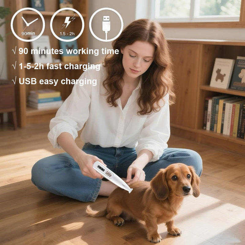 Pet Paw Trimmer, Electric Dog Paw Trimmer Rechargeable Waterproof Dog Grooming Clippers with Led Light, Low Noise Pet Hair Clippers for for Paws Eyes Ears Face Rump - PawsPlanet Australia