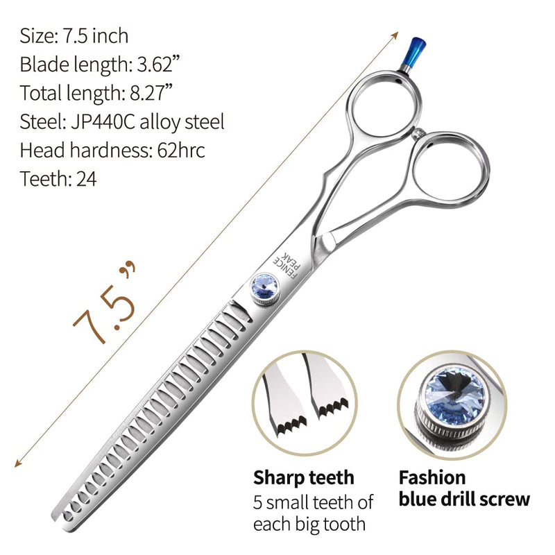 Fenice Professional 7/7.5/8 Pet Grooming Scissors Thinning Cutting Shears for Dog s/Cats Thinning Rate:70-80% (7.5 inch) 7.5'' - PawsPlanet Australia