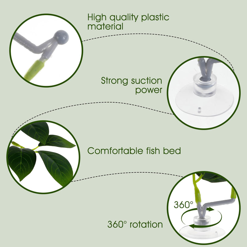 3pcs Fish Tank Decor, Betta Leaf Aquarium Décor Accessories Simulating Natural Habitat for Betta Fish Playing, Spawning, Breeding, Resting Bed with Plastic Suction Cup, Fish Tank Aquarium Accessories - PawsPlanet Australia