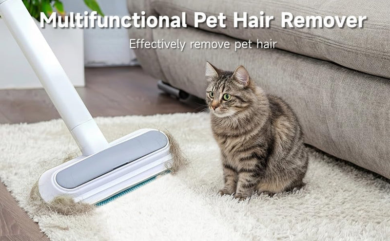 OMISTAR 2 Pcs 23.6 Inch Pet Hair Removal Tool, 4-in-1 Multifunctional Fur Cleaner with Extendable Handle, Reusable Dog Cat Hair Remover Brush for Furniture, Carpet, Couch, Bedding & Car Interiors - PawsPlanet Australia