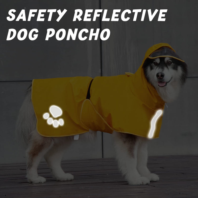 Dog Raincoat Hooded Slicker Poncho - Reflective Lightweight Pet Rain Jacket Coat,Dog Waterproof Raincoat with Adjustable Belly Strap for Small,Medium, Large Dogs Yellow