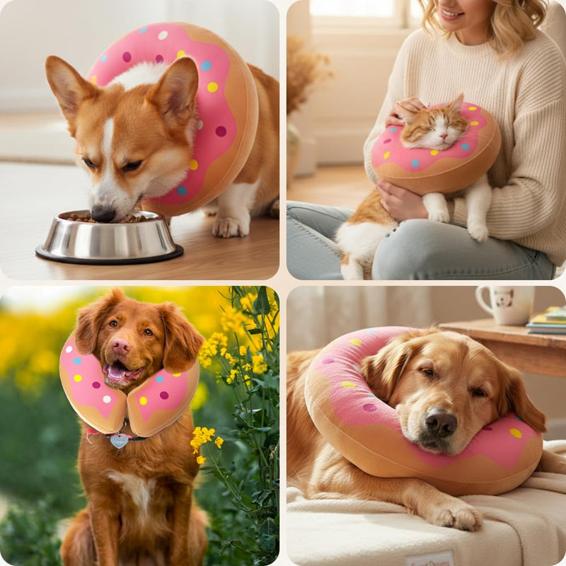 Inflatable Dog Collar, Protective Collar with Adjustable Buckle, SZMK Dog Collar, Leak Protection, Neck Collar for Dogs After Op, Inflatable Collar for Dogs for Small, Medium, Large Pets - S