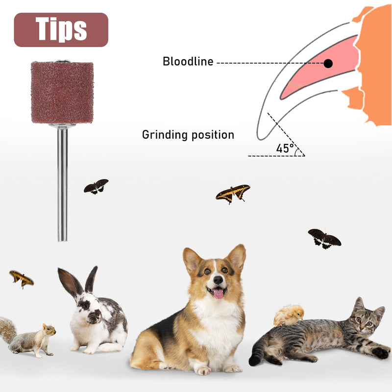 33pcs Dog Nail Grinder Pet Nail Grinder for Dogs Replacement Kit Sanding Drum Set with Grit Sanding Bands Pet Nail Smoother Dog Claw Care Rotary Tool Kit Dog Claw Trimmer Tools (1/2 Inch 120 Grit ) - PawsPlanet Australia