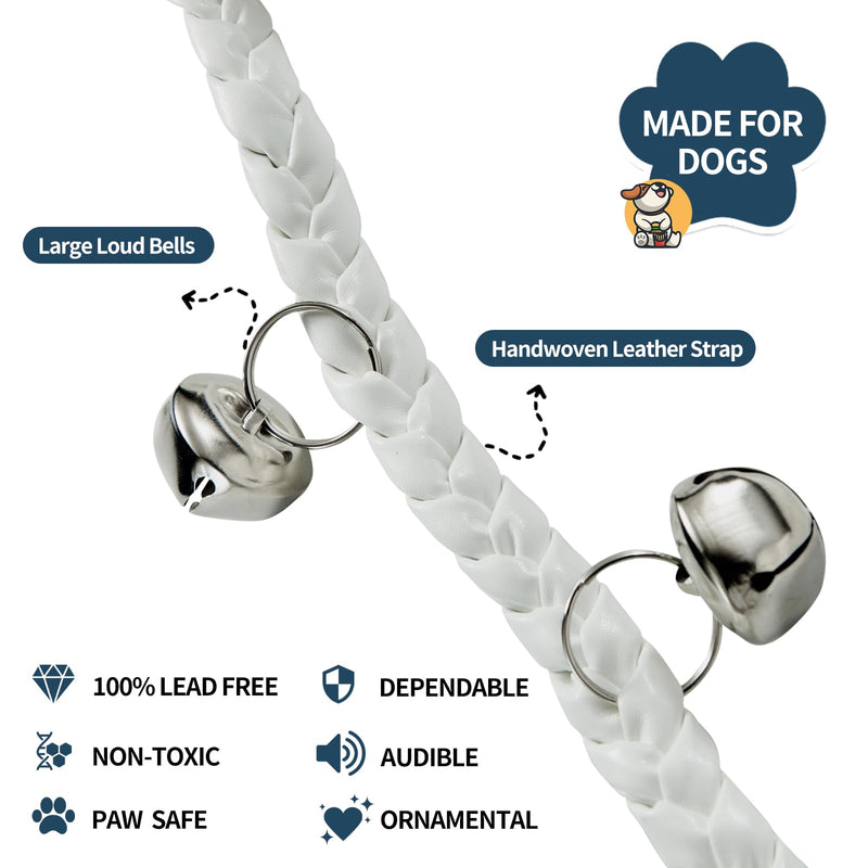 Dog Doorbells for Potty Training, Poly Urethane Puppy Door Bells, Hand-woven Dog Bells for Dog Training, Extra Loud Bells for Door Knob, Ring to Go Outside Doggie Pet Supplies. (White twist) White twist - PawsPlanet Australia