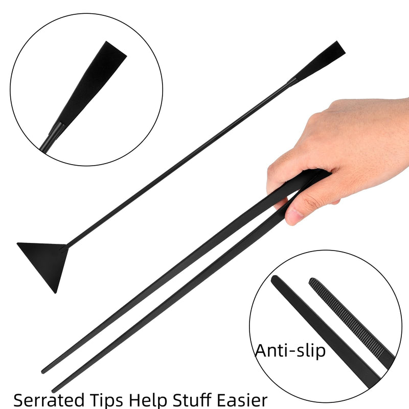 15Inch Extra Long Design Aquarium Aquascaping Tool Stainless Steel Aquascape Tools Kit 4 in 1 Anti-Rust Fish Tank Starter Kit with Long Tweezers Scissors Spatula for Aquarium Plants (Black) Black - PawsPlanet Australia