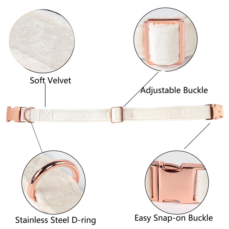Velvet Dog Collar for Small Medium Dog, Durable Soft Velvet, White Green Orange Brown for Girl Boy, Adjustable Metal Buckle Puppy Collar Suitable for Running, Playing and Weddings. (Orange, XS) - PawsPlanet Australia
