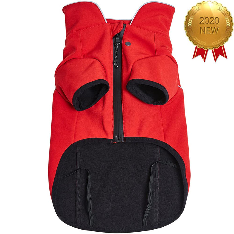 Blueberry Pet Windproof Waterproof Reflective Softshell Dog Jacket, Red, Size 16