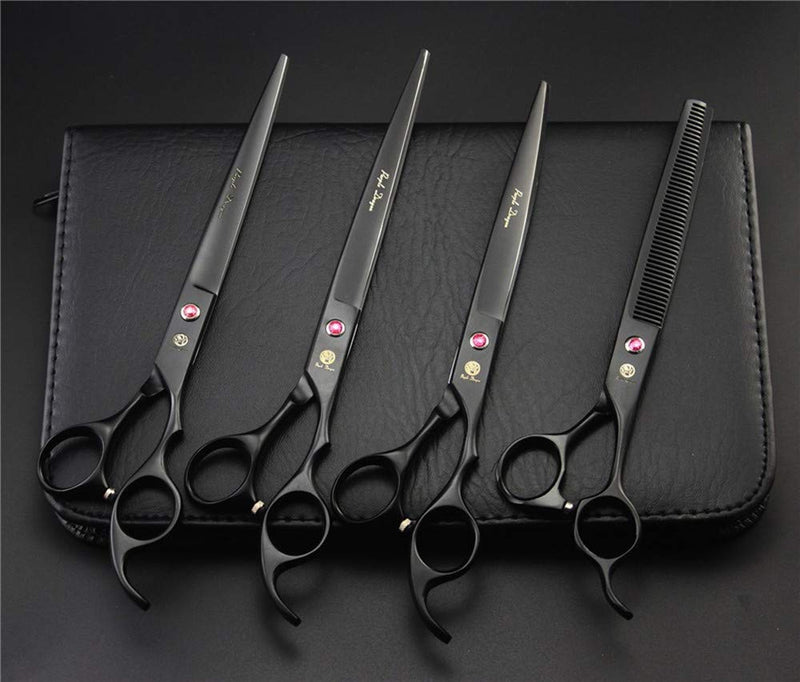 Purple Dragon 8 Inch Professional Pet Grooming Scissors Sets Dog Grooming Shear 1 Pc STRAIHT & 1 PcTHINNING & 2 Pcs Curved Scissors - PawsPlanet Australia