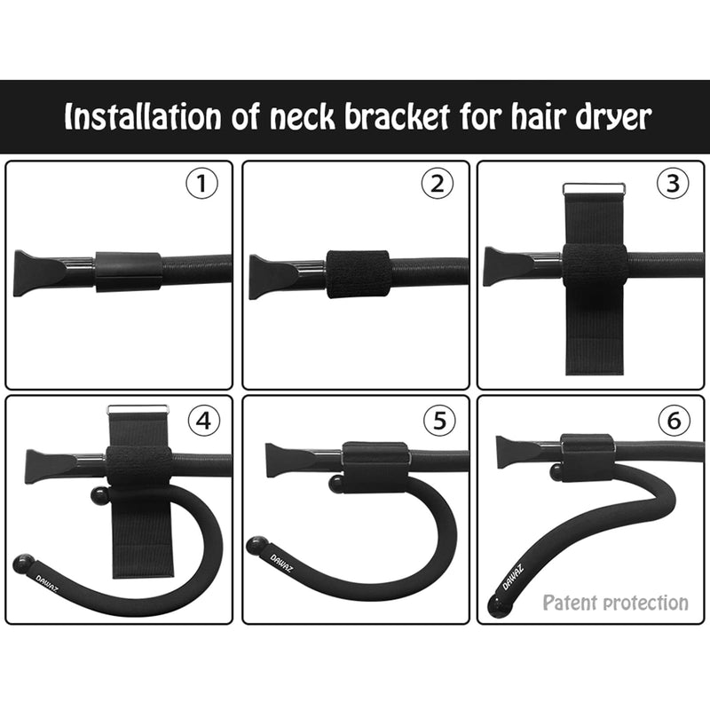DAWAZ pet Grooming Dog Hair Dryer Water Blowing Machine Neck Hanging Bracket Universal Adjustment Free Your Hands (D2), BLACK D2 - PawsPlanet Australia