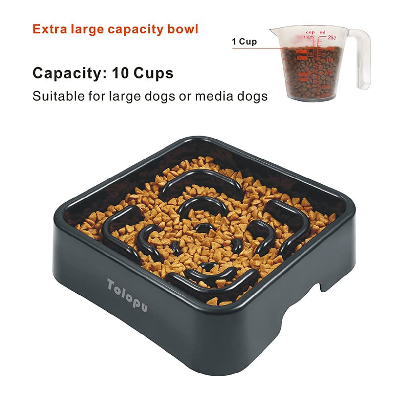Extra-Large Durable ABS Large Slow Feeder Dog Bowls(10 Cups Capacity) Stop Bloat Bowl Anti-Choking &Anti-Gulping & Fun Feeding Bowl (Large, Black) - PawsPlanet Australia