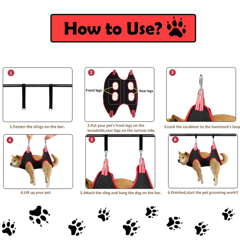 10 In 1 Dog Grooming Hammock with Comb & Nail Clippers Dog Clipping Harness Holder Durable Dog Nail Trimming Hammock for Nail Clipping and Bath Grooming(L/M/S) (L) L - PawsPlanet Australia