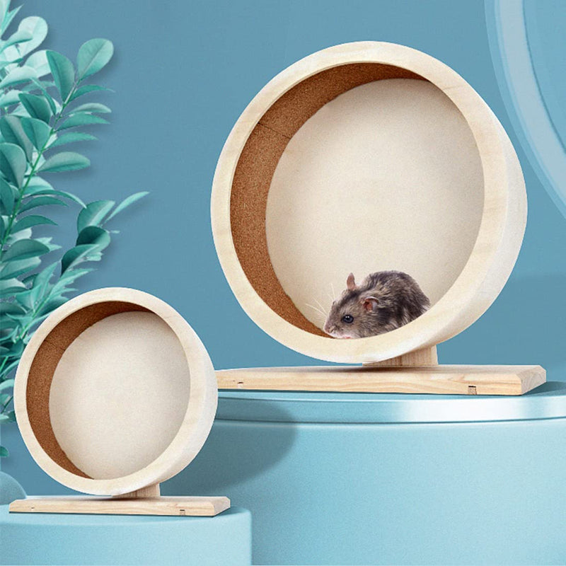 antiai Hamster Wooden Silent Wheel, Small Animal Exercise Wheel Accessories, Quiet Spinner Hamster Running Wheels Prevent Depression Toys for Hamsters, Gerbils, Mice and Other Small Pets (S) S - PawsPlanet Australia