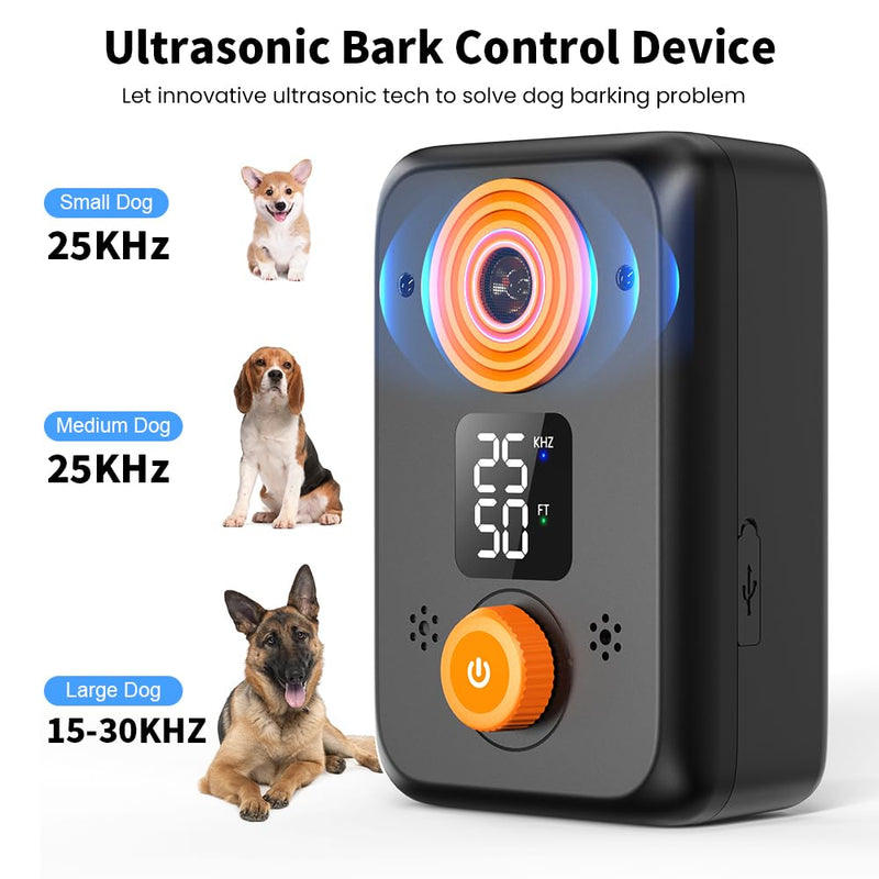 Anti Barking Device for Dogs – Ultrasonic Dog Bark Deterrent with 3 Modes, 50FT Effective Range, Rechargeable, Indoor Outdoor Anti Barking Device, Humane and Easy to Use