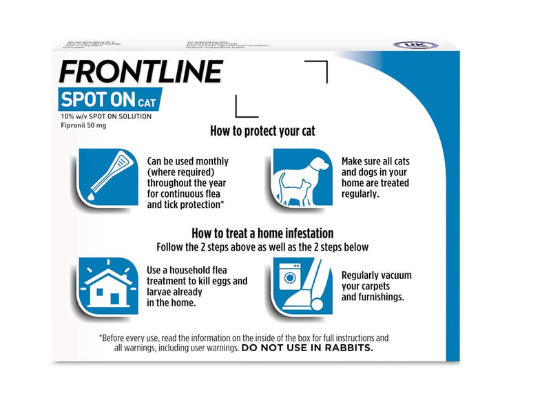 FRONTLINE Spot On Flea & Tick Treatment for Cats - 3 Pipettes - PawsPlanet Australia