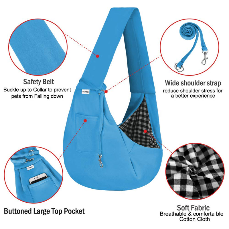 FDJASGY Small Pet Sling Carrier-Hands Free Reversible Pet Papoose Bag Tote Bag with a Pocket Safety Belt Dog Cat for Outdoor Travel DeepSkyBlue(Unadjustable One Size - PawsPlanet Australia