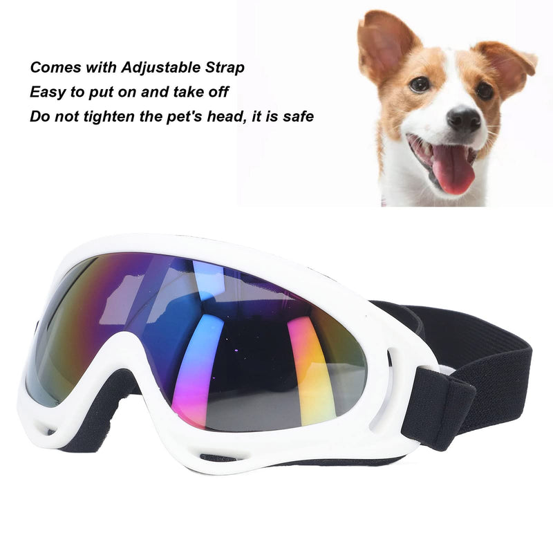 Vbestlife Dog Sunglasses, UV Protection Windproof Eye Protective Colorful Lens Large Dog Goggles Glasses 3004 white frame color film - PawsPlanet Australia