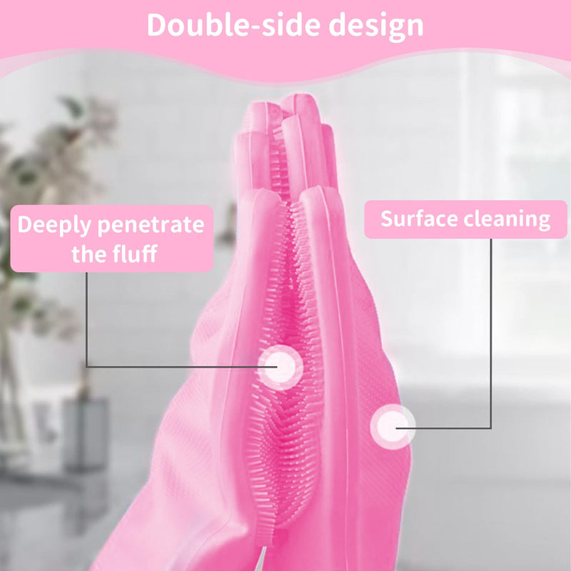 Pet Grooming Gloves，Heat-Resistant Dog Washing Gloves with High-Density Teeth，Silicone Dog Bath Brush with Enhanced Five Finger Design，Bathing and Massaging for Dogs and Cats,Pink Pink - PawsPlanet Australia