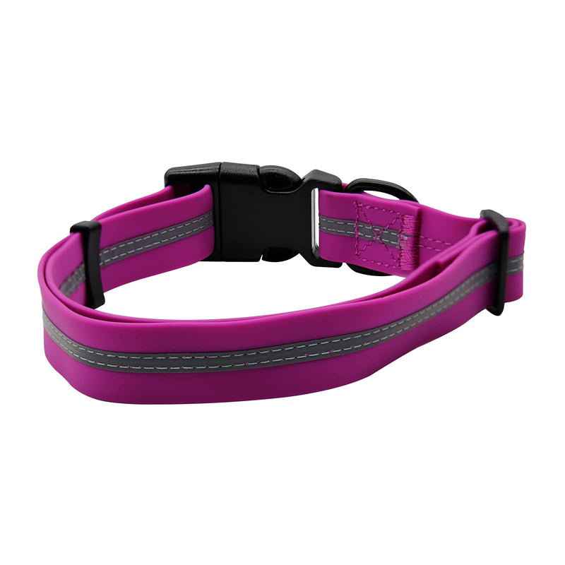NIMBLE Dog Collar Waterproof Pet Collars Anti-Odor Durable Adjustable PVC & Polyester Soft with Reflective Cloth Stripe Basic Dog Collars S/M/L Sizes (Large (15.35”-24.8”inches), Rose Purple) Large (15.35”-24.8”inches)