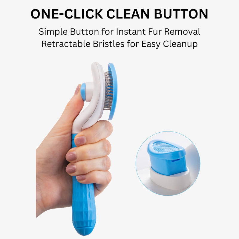 AIXINPET Cat & Dog Self Cleaning Slicker Brush - Easy to Remove Loose Fur, Harmless Deshedding Grooming Tool, Massaging Function - Suitable for Shedding & Furry Pets, like Rabbits and Ferrets - PawsPlanet Australia