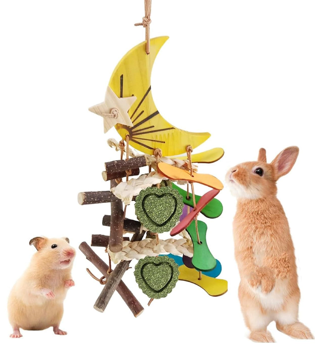 MQFORU Rabbit Hanging Toys, Chinchilla Chew Toys, Guinea Pig Toys, Small Animal Toys, Bunny Treats Toys Cage Accessories for Teeth, Hamsters Rats Toys for Snacks, Food Grade Materials Dyes Style-A