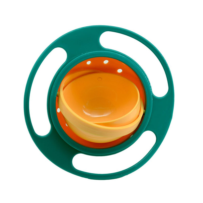 ZTL Gyro Bowl 360 Dgree Rotation Spill Resistant Gyroscopic Bowl with Lid Green