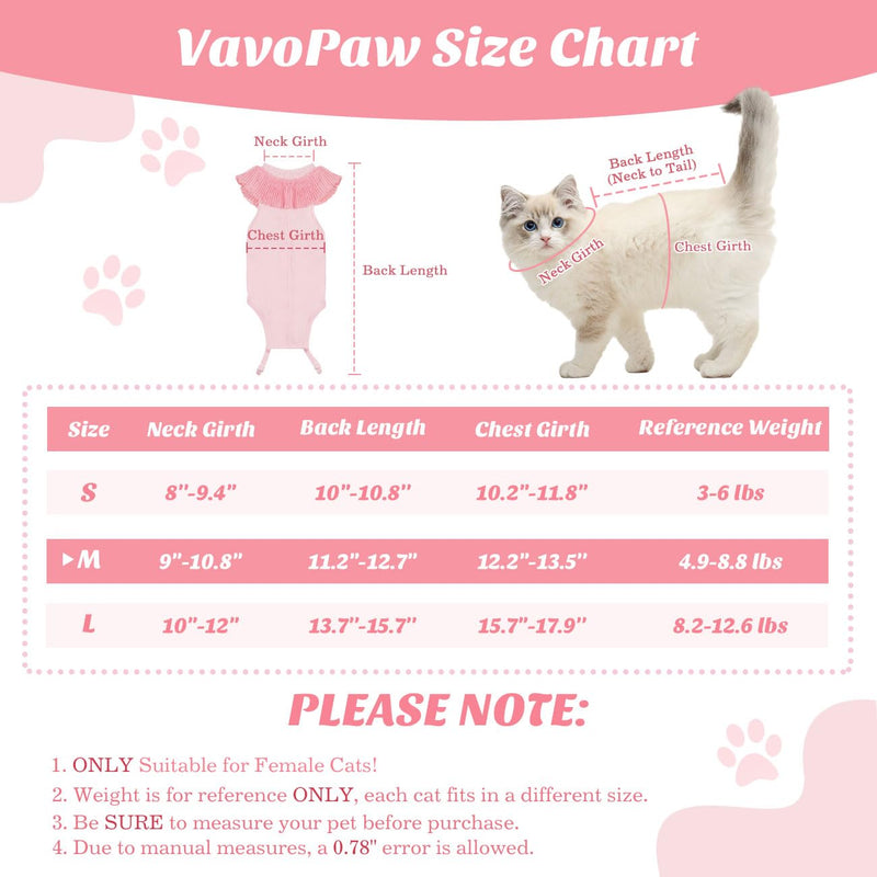 Cat Surgery Recovery Suit for Female Cat, Breathable Surgical Recovery Shirt for Abdominal Wounds Skin Diseases After Surgery, Soft Fabric Kitten Onesie, E-Collar Alternative for Cats, M Pink Medium - PawsPlanet Australia