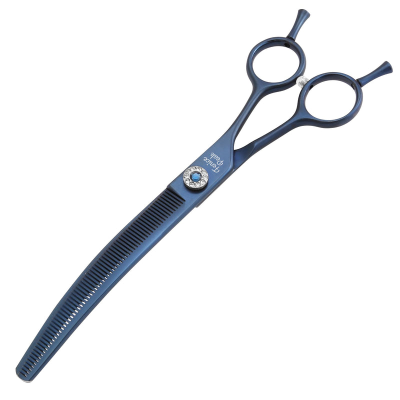 Fenice Peak Professional Dog Grooming Scissors Pet Curved Thinning Shears 7.0'' Extremely Sharp Blades 440C Steel Thinning Scissors Durable Smooth Motion&Fine Cut for Dogs and Cats Blue - PawsPlanet Australia