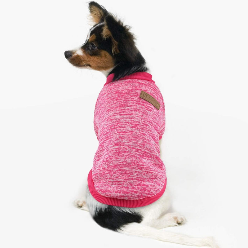 Idepet Pet Dog Classic Knitwear Sweater,Fleece Coat for Small,Medium Dog,Warm Pet Dog Cat Clothes,Soft Puppy Customes (XS, Rosered) X-Small