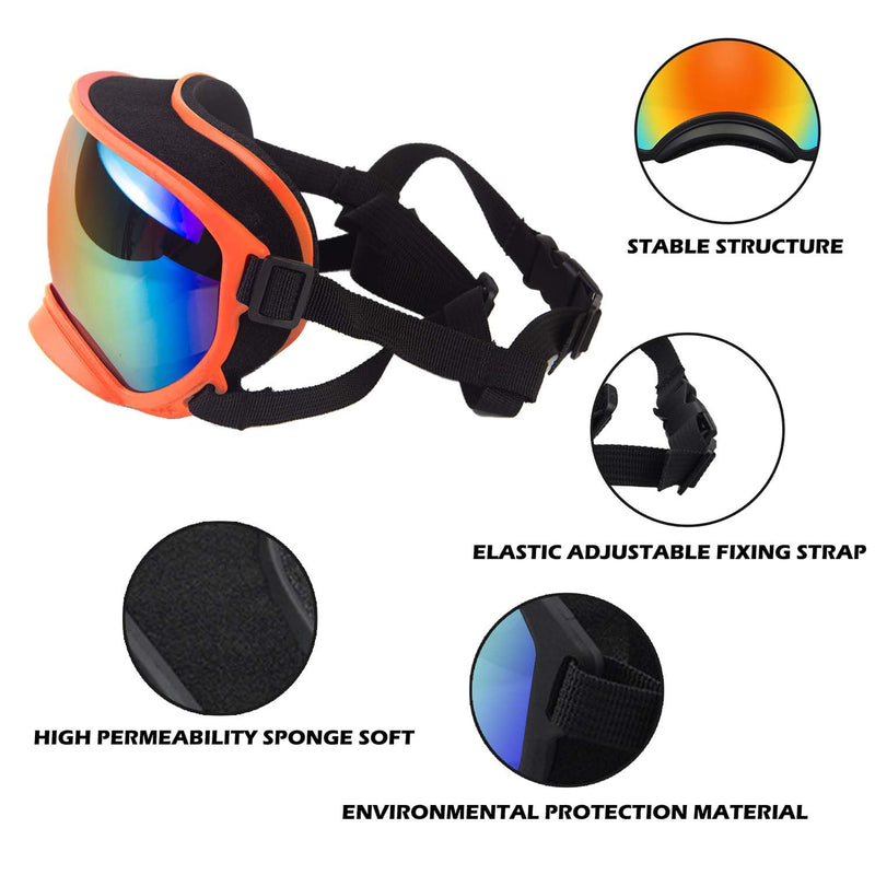 Medium Dog Sunglasses with Adjustable Strap UV Protection, Winproof Dog Puppy Sunglasses, Suitable for Medium Dog Pet Glasses, Dogs Eyes Protection,Soft Dog Goggles Orange Frame&Colours Lens - PawsPlanet Australia