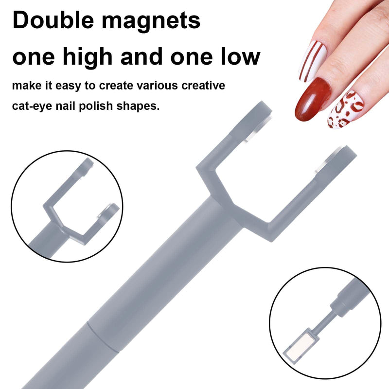 Multifunctional 4-in-1 Cat Eye Magnet for Nails, Detachable Double-Head Y-Shape Polish Gel Nail Magnet for Home DIY Salon Magnetic Fingernail Design Art Tool - PawsPlanet Australia