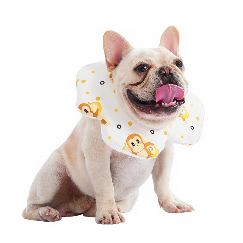 PetWarm Dog Recovery Collar, Recovery Collar for Dogs, Lightweight Soft Flower Design, Comfortable Neck Protector Helps Discourage Licking, Post-Visit Protective Collars, Monkey Print, Yellow, S Yellow White Small