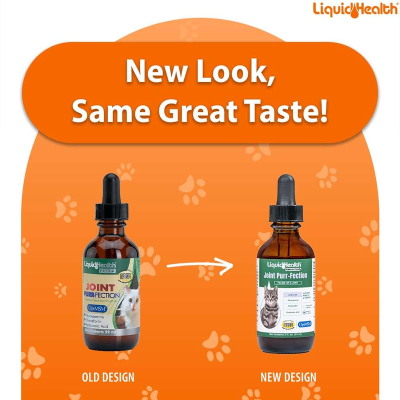 LIQUIDHEALTH 2.3 Oz Liquid Cat Glucosamine Joint Purr-Fection - Hip and Joint Support, Chondroitin Feline Droppers - Senior Older Cats, Kittens 2.03 Fl Oz (Pack of 1)