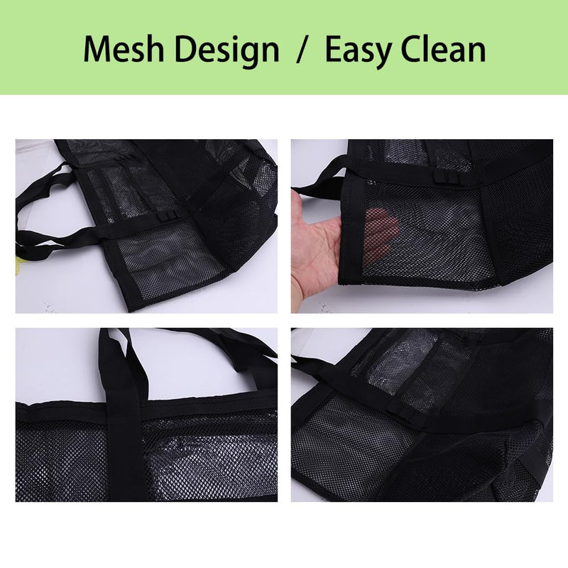 Smanllan Horse Grooming Organizer Bag,8 Pockets Waterproof Horse Grooming Tote Bag with Mesh (Black) Black - PawsPlanet Australia